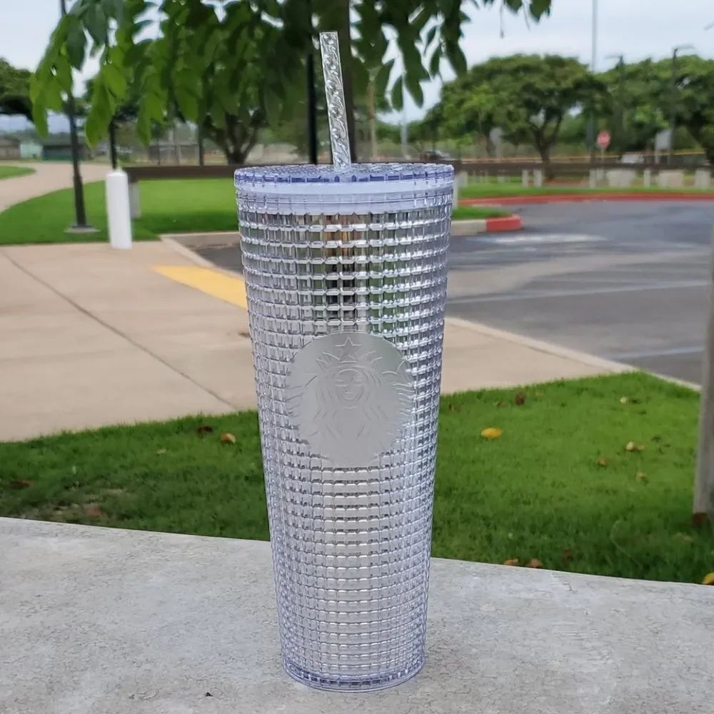 Starbucks Silver Grid Studded Tumbler 24 oz. NWT